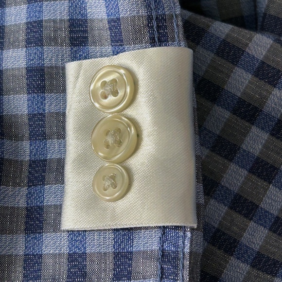 Joseph Abboud Dress Shirt Long Sleeve Spread Collar Plaid Check Blue Grey As New - Picture 11 of 14